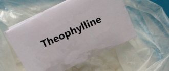 Theophylline in powder form